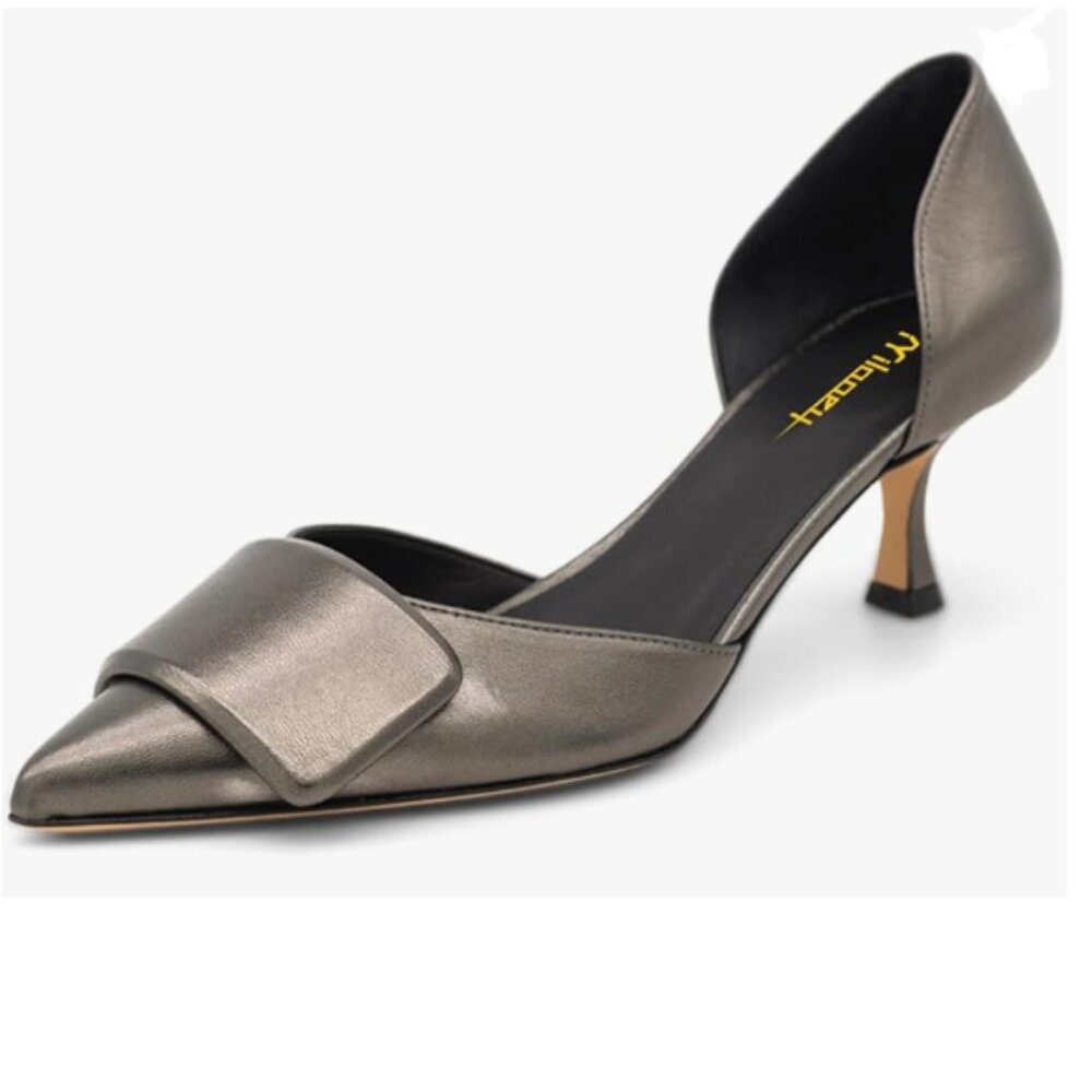 Milooey shoes Dim Grey D'Orsay Kitten Heels Pointed Toe Chic Pumps Prom Shoes